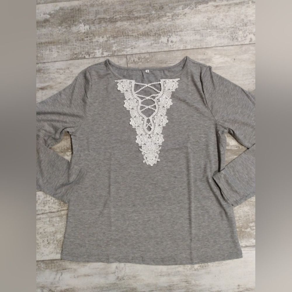 Women's Fashion Loose Long Sleeve Tops V-Neck Pullover Pure Color Casual T-Shirt